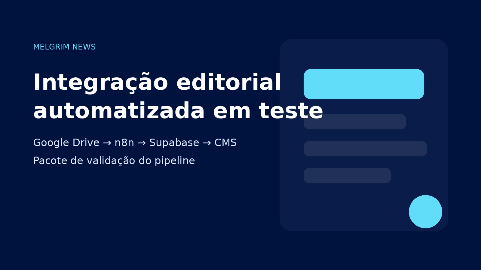 Imagem de teste da infraestrutura editorial automatizada do Melgrim News